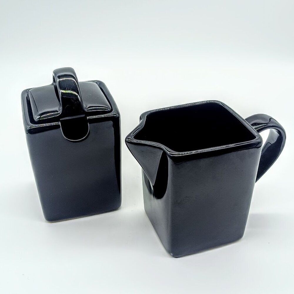 10 Strawberry Street Nova Black Creamer & Sugar Bowl